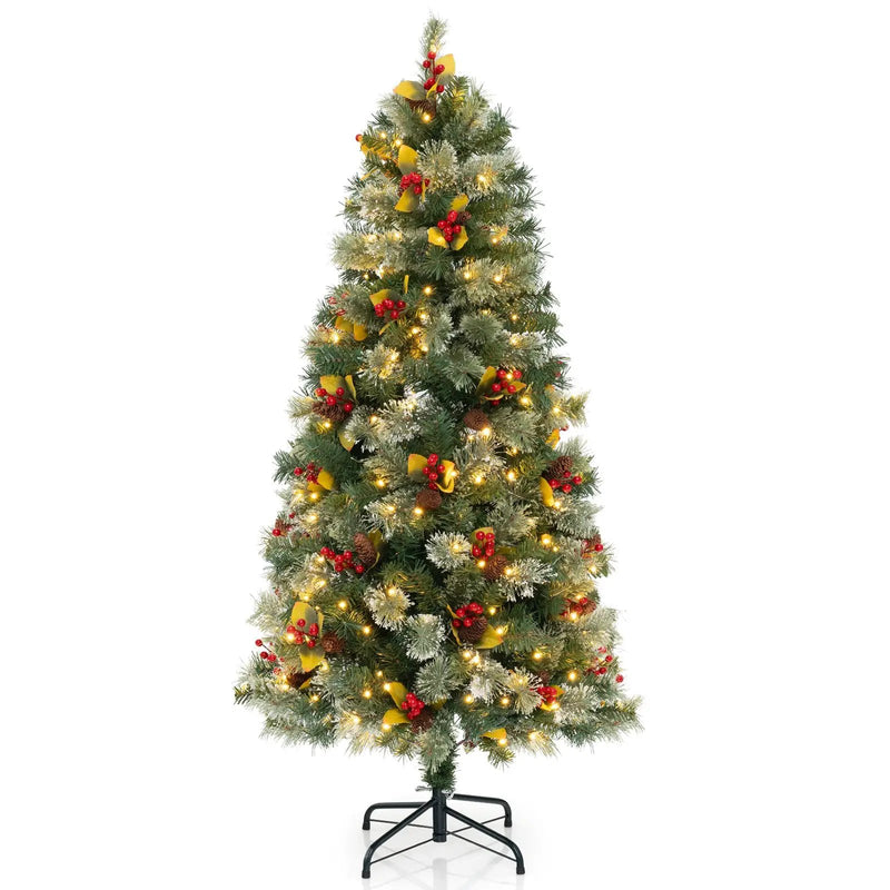 5/7.5/9 FT Pre-Lit Artificial Christmas Tree with 453/1096/1416 PVC and Pine Needles by DirectDeals
