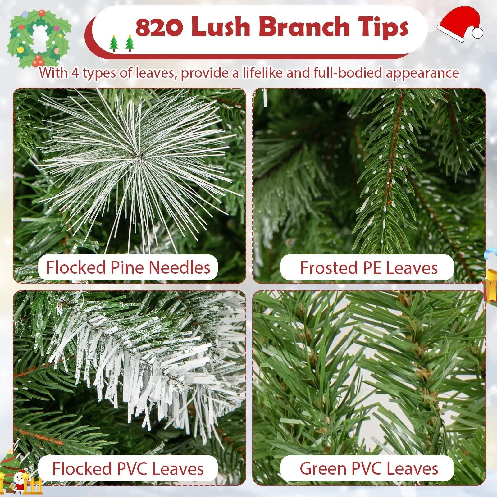 6/7.5/9 FT Artificial Christmas Tree with Warm-White LED Lights by DirectDeals