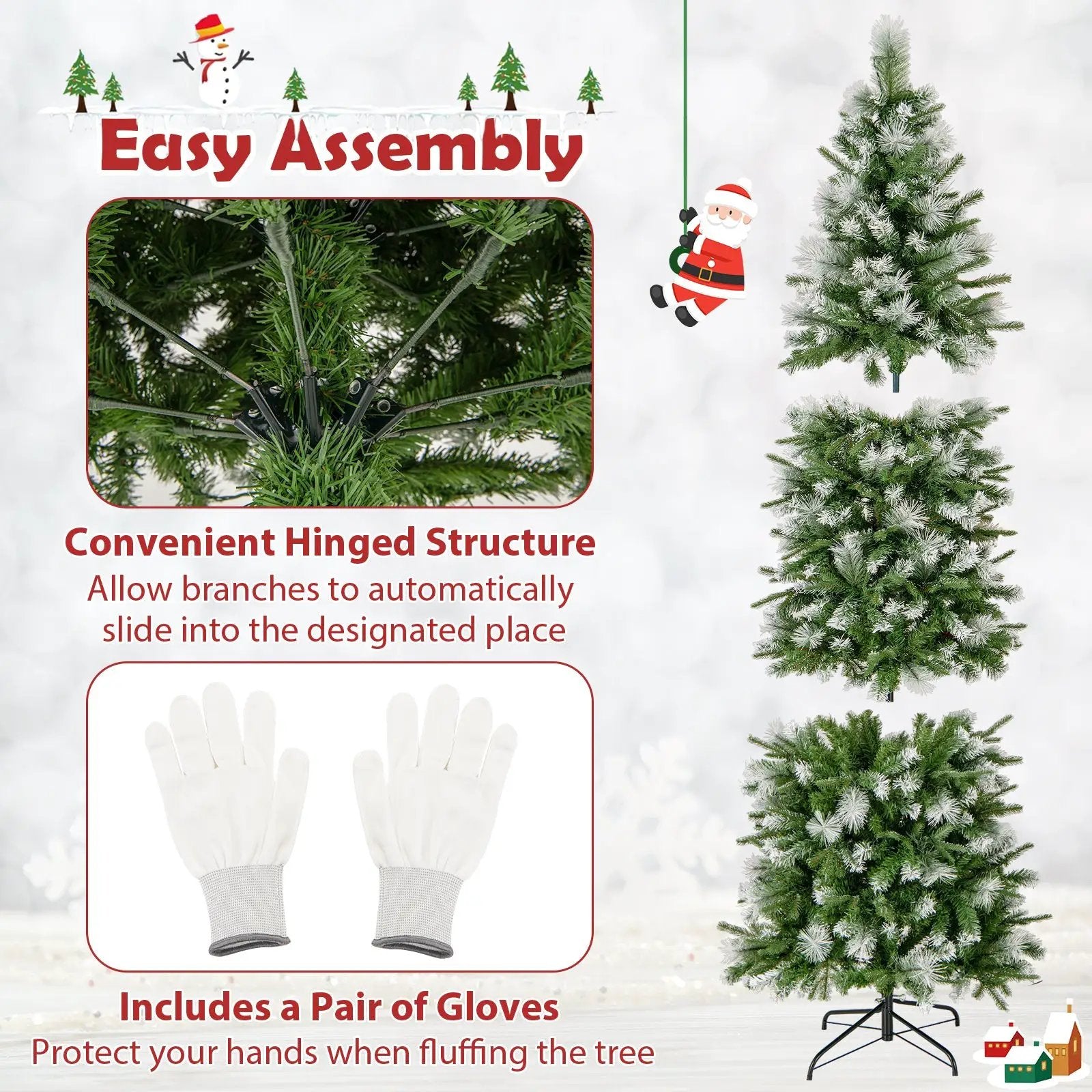 6/7.5/9 FT Artificial Christmas Tree with Warm-White LED Lights by DirectDeals