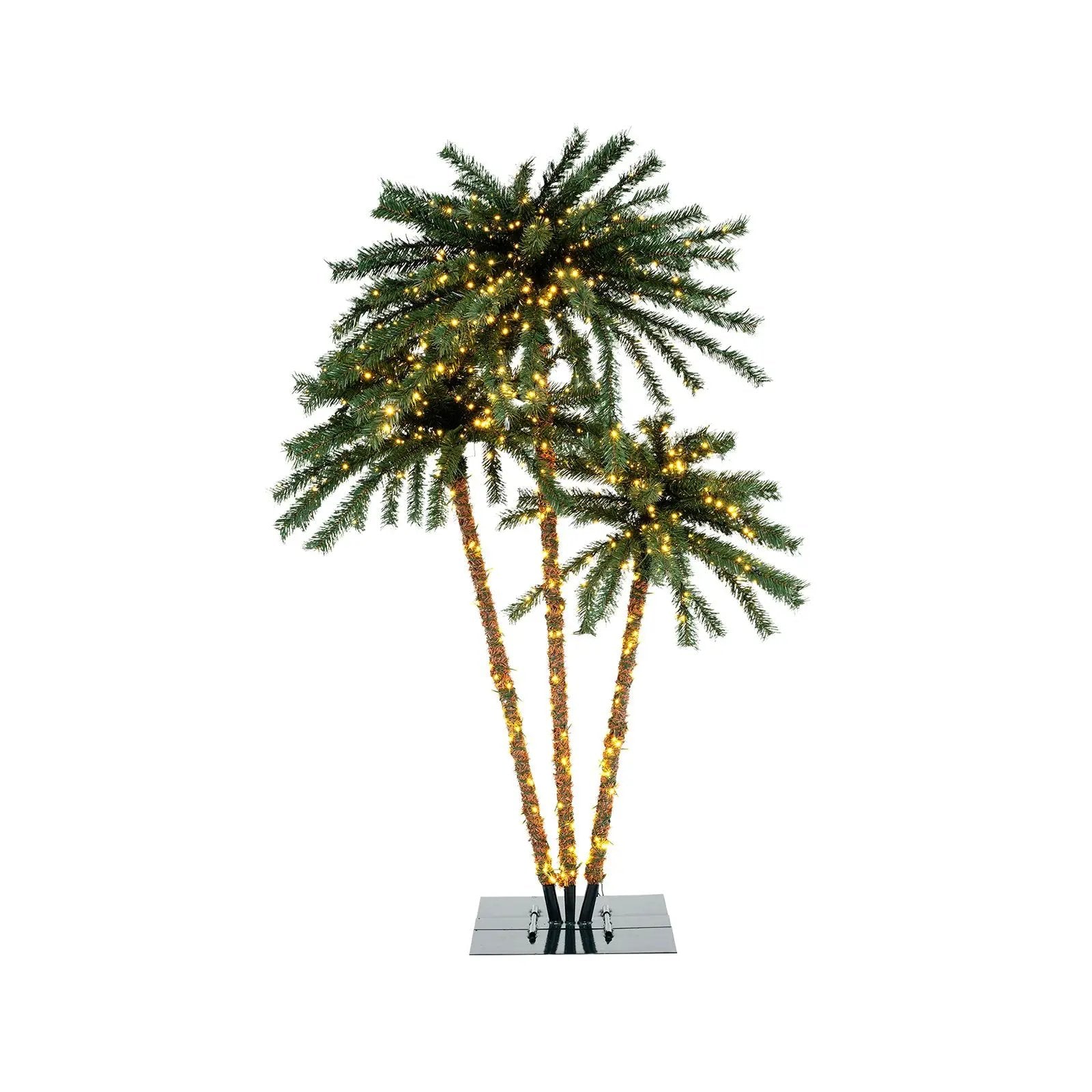 Artificial Lighted Palm Tree with Metal Base 157 Branch Tips and 930 Warm White LED Lights by DirectDeals