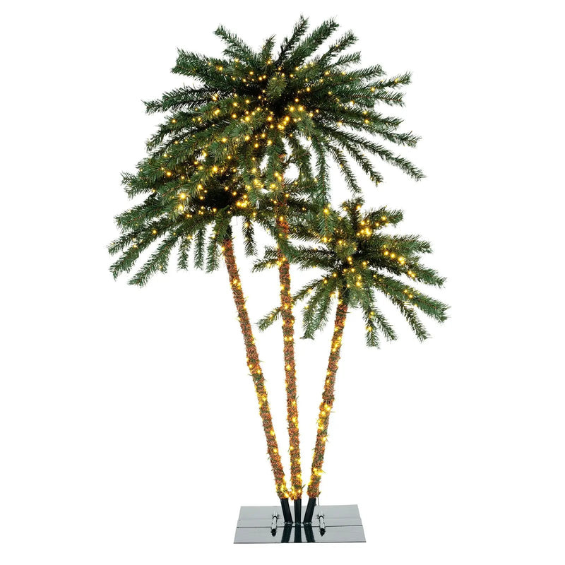 Artificial Lighted Palm Tree with Metal Base 157 Branch Tips and 930 Warm White LED Lights by DirectDeals