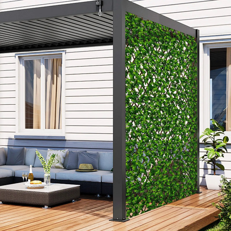 Expandable Fence Privacy Screen with Sun-Protective Artificial Hedge for Balcony Patio by DirectDeals