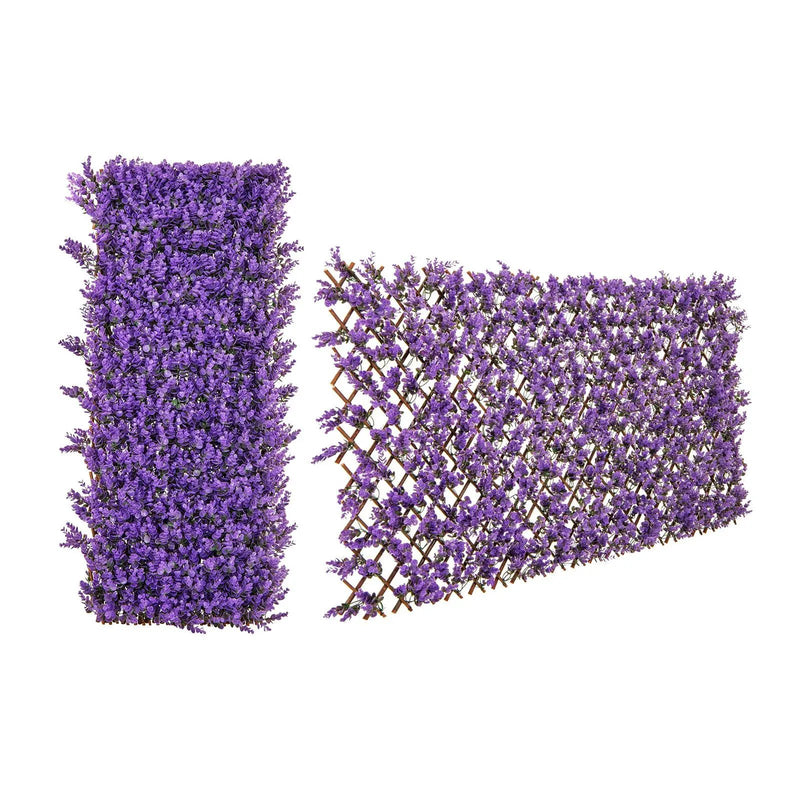 Decorative Faux Purple Eucalyptus Fencing Panel with Real Willow Frame for Balcony Patio by DirectDeals
