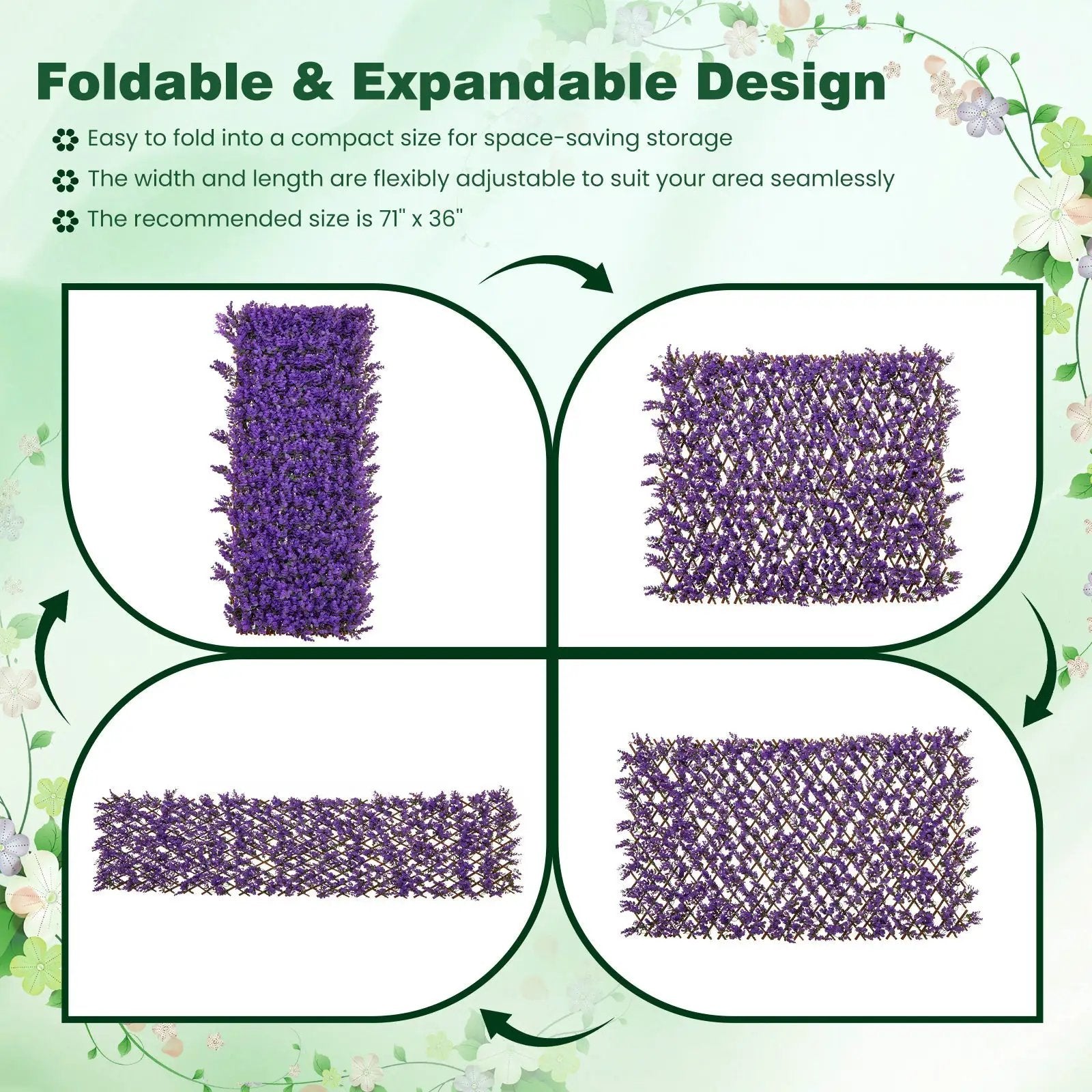 Decorative Faux Purple Eucalyptus Fencing Panel with Real Willow Frame for Balcony Patio by DirectDeals