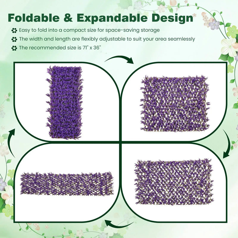 Decorative Faux Purple Eucalyptus Fencing Panel with Real Willow Frame for Balcony Patio by DirectDeals