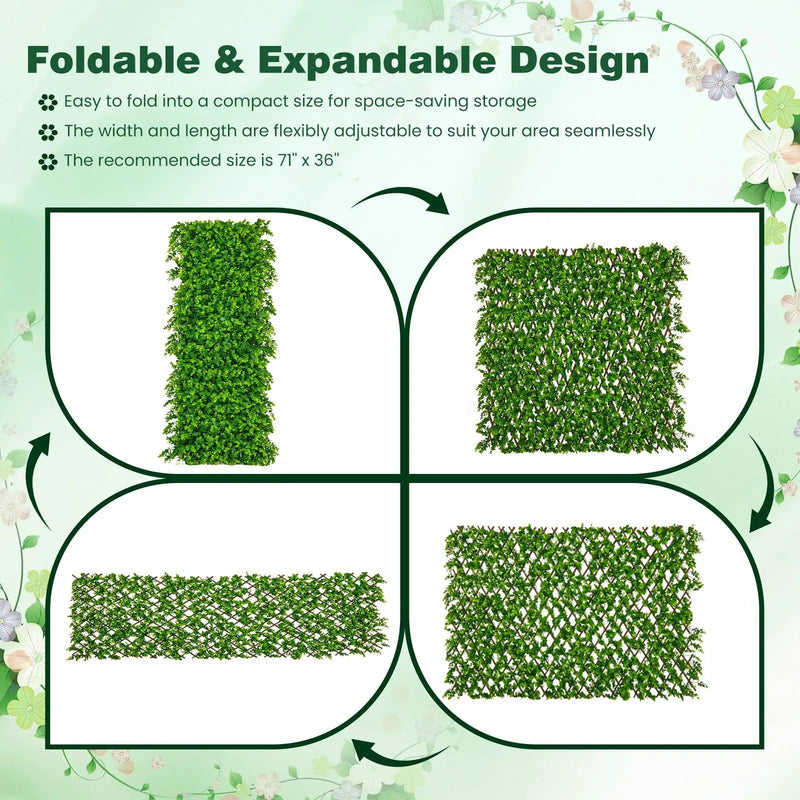Expandable Fence Privacy Screen with Sun-Protective Artificial Hedge for Balcony Patio by DirectDeals