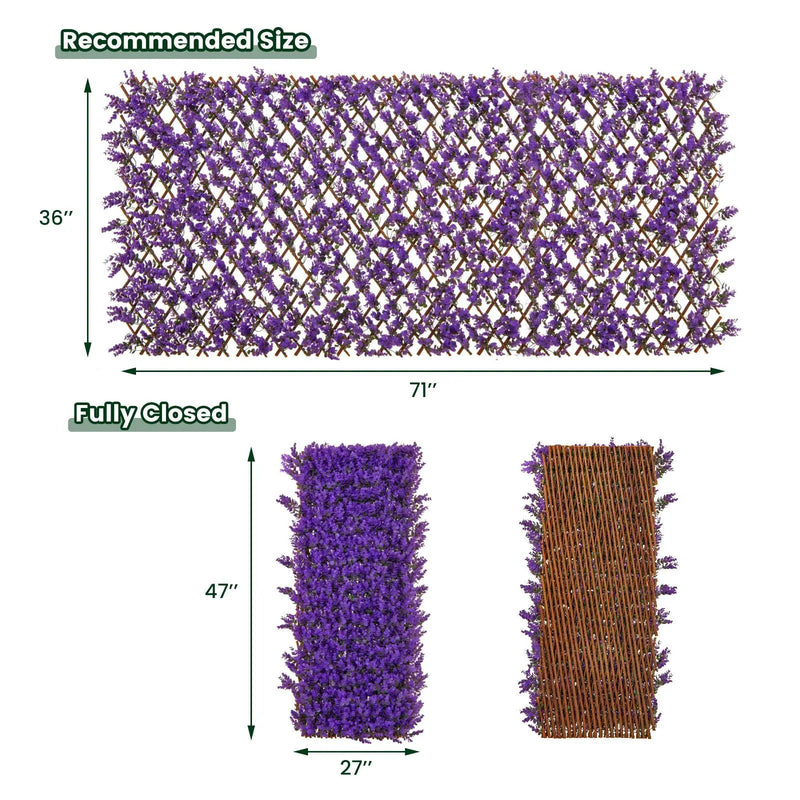 Decorative Faux Purple Eucalyptus Fencing Panel with Real Willow Frame for Balcony Patio by DirectDeals