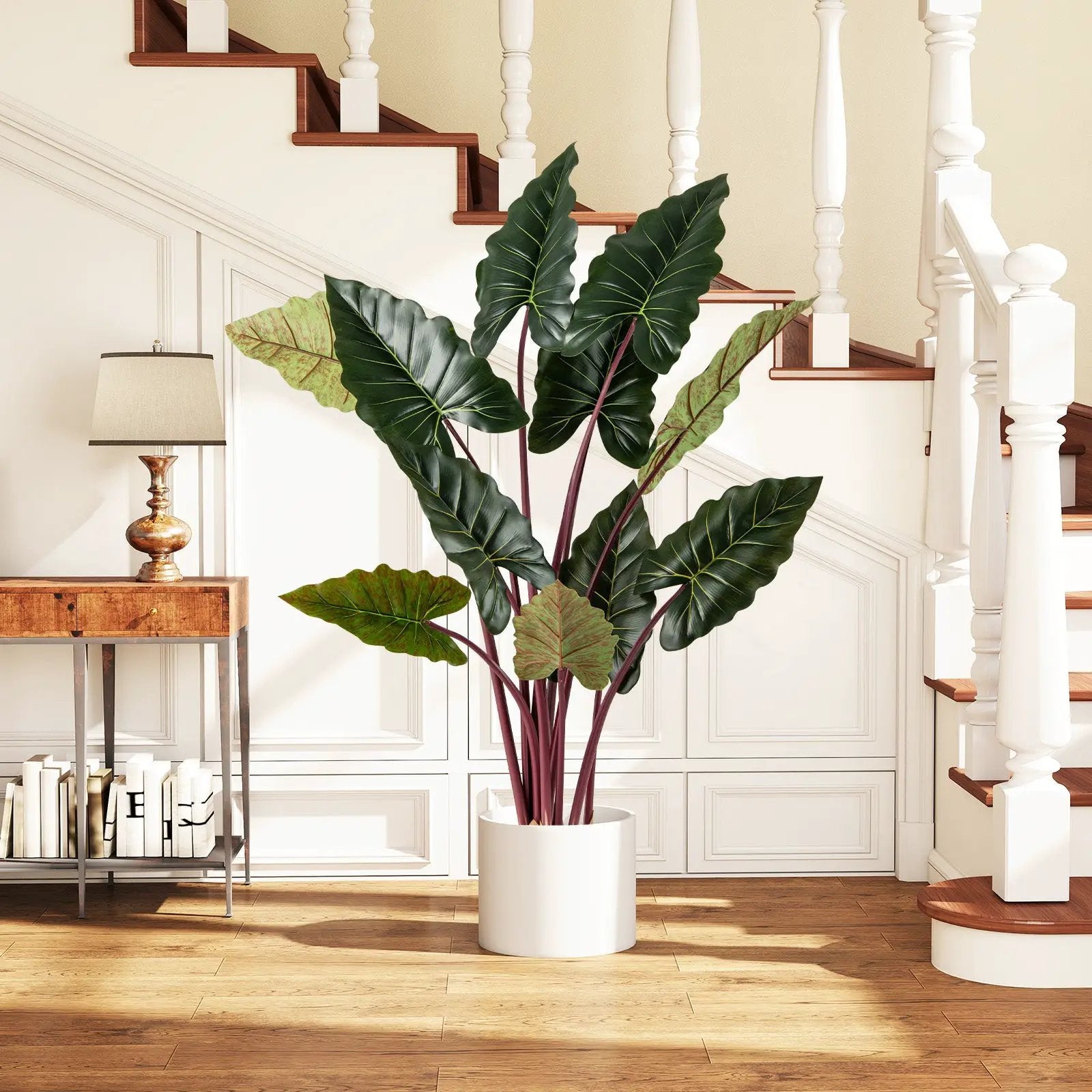 Artificial Rainbow Taro Tree 63" Tall with 11 Faux Leaves by DirectDeals