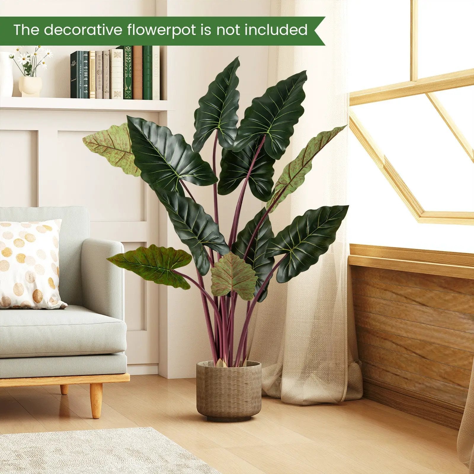 Artificial Rainbow Taro Tree 63" Tall with 11 Faux Leaves by DirectDeals