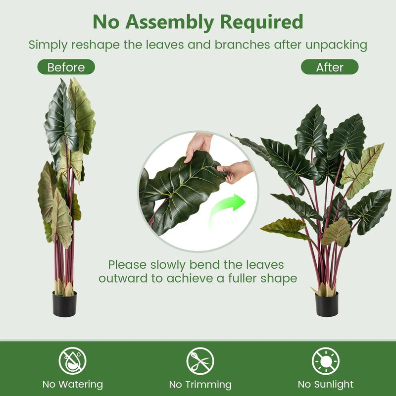 Artificial Rainbow Taro Tree 63" Tall with 11 Faux Leaves by DirectDeals