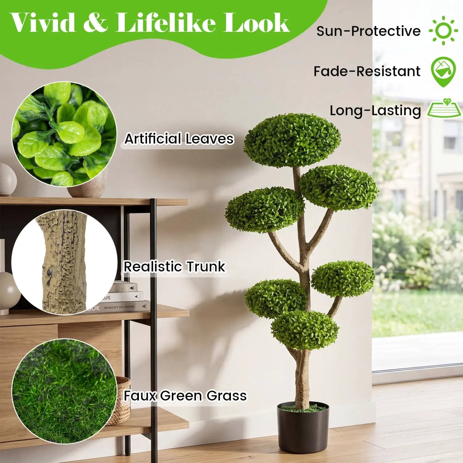 6 Ball Topiary Tree with Weighted Base - 45" Indoor Outdoor by DirectDeals