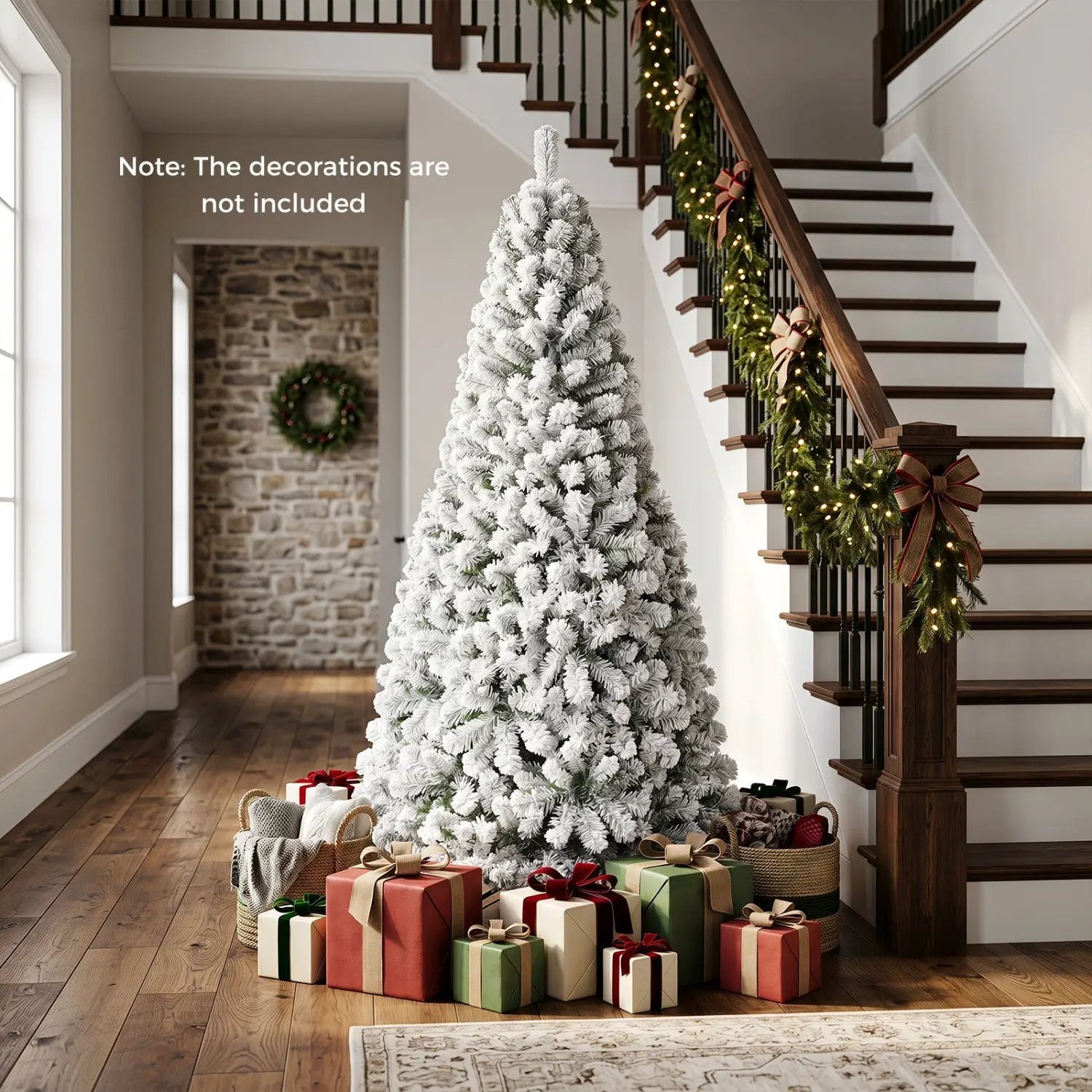 Snow-Flocked Artificial Christmas Tree 6 ft with Metal Stand by DirectDeals
