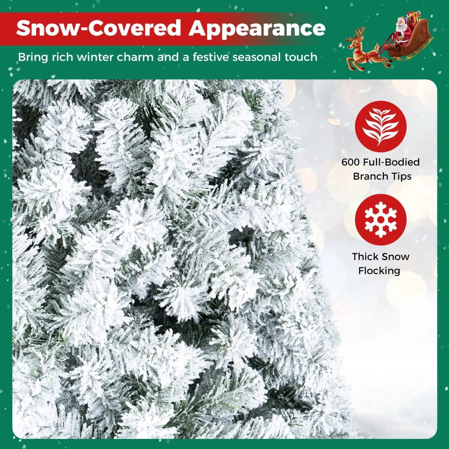 Snow-Flocked Artificial Christmas Tree 6 ft with Metal Stand by DirectDeals