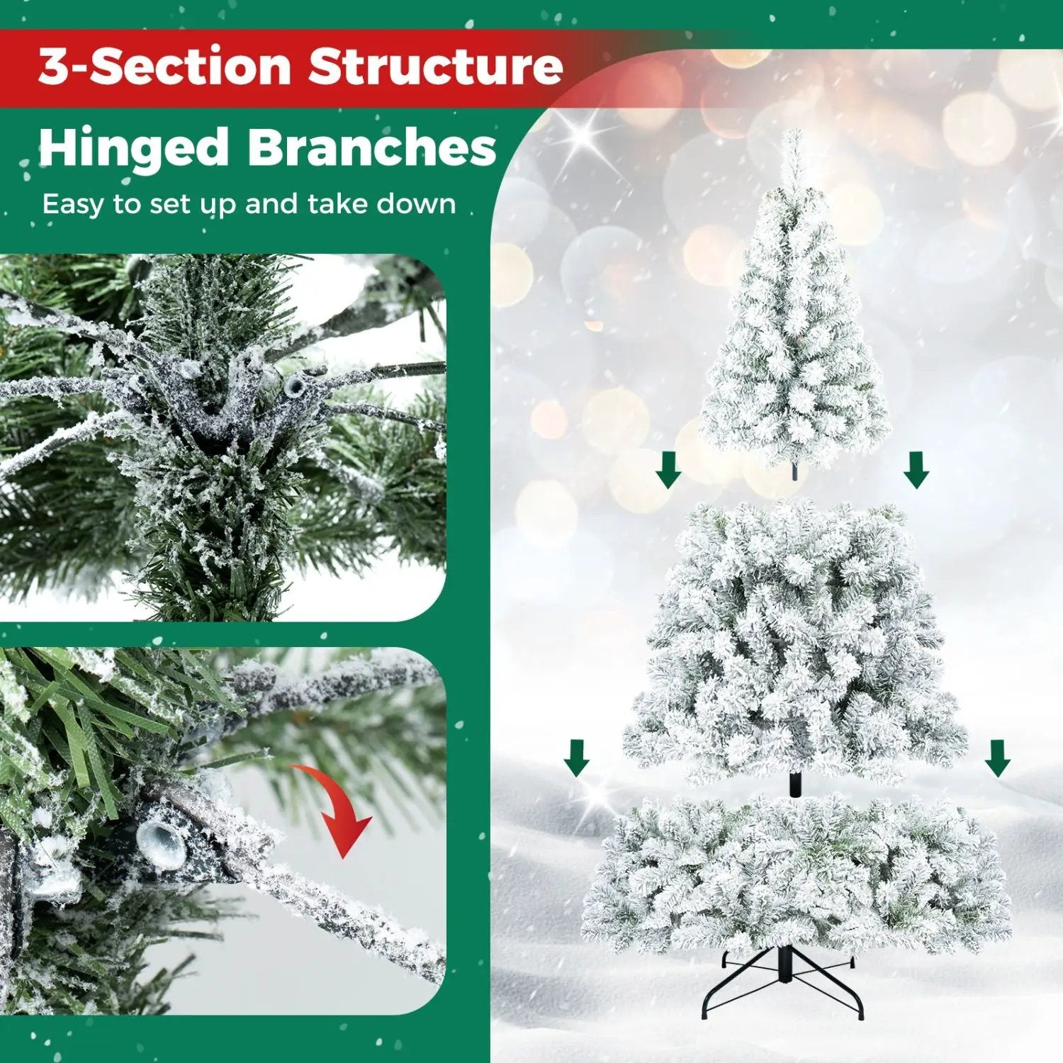 Snow-Flocked Artificial Christmas Tree 6 ft with Metal Stand by DirectDeals