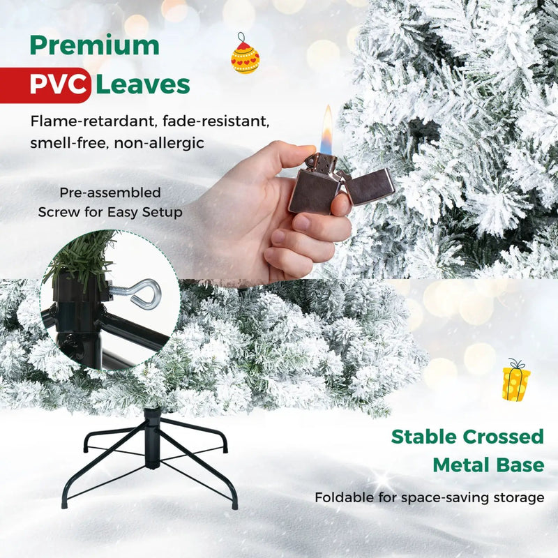Snow-Flocked Artificial Christmas Tree 6 ft with Metal Stand by DirectDeals