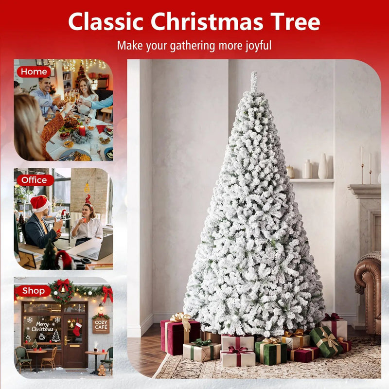 Snow-Flocked Artificial Christmas Tree 9 ft with Metal Stand by DirectDeals
