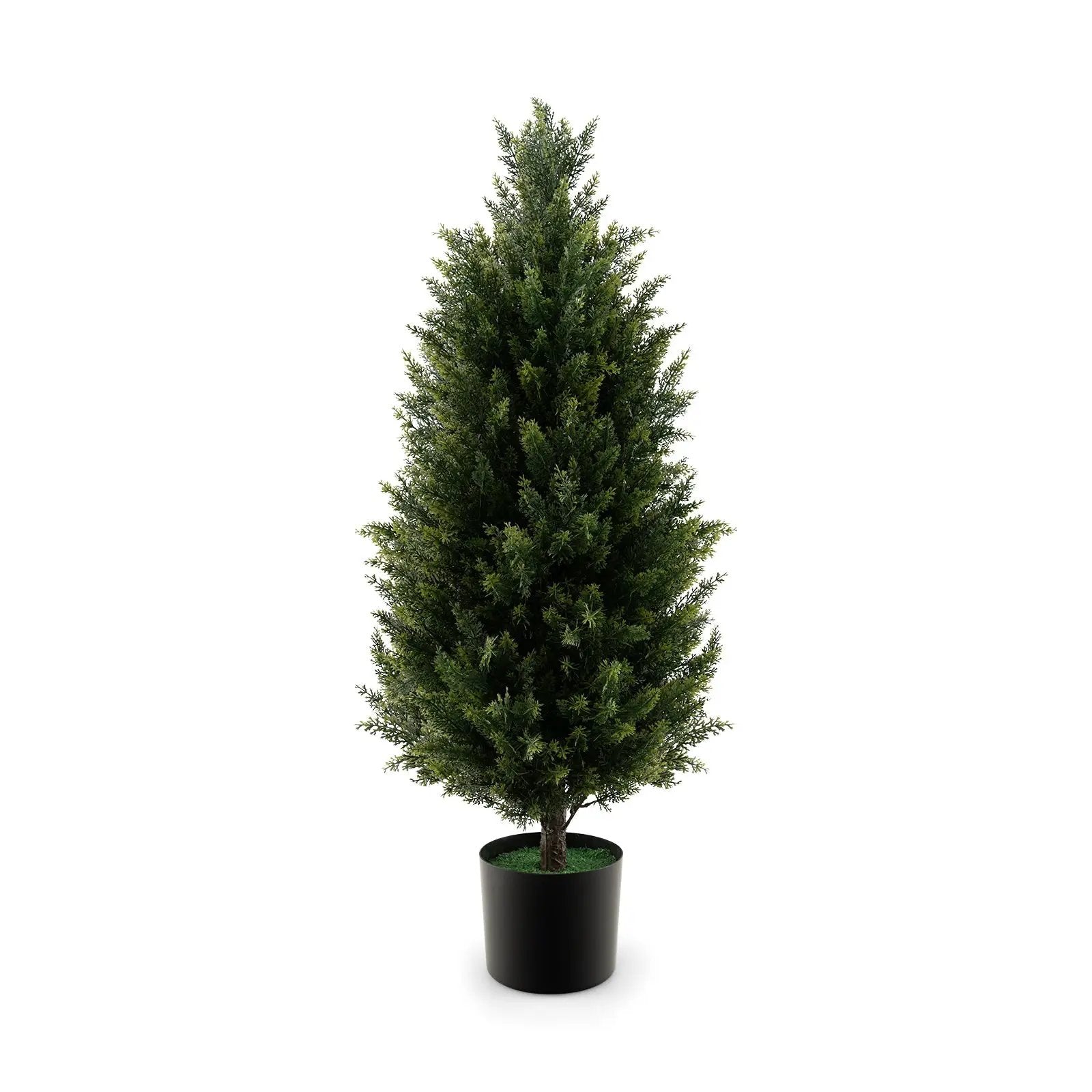 3 Feet Artificial Topiary Cedar Tree with Cement Plastic Pot and Faux Moss-Green by DirectDeals