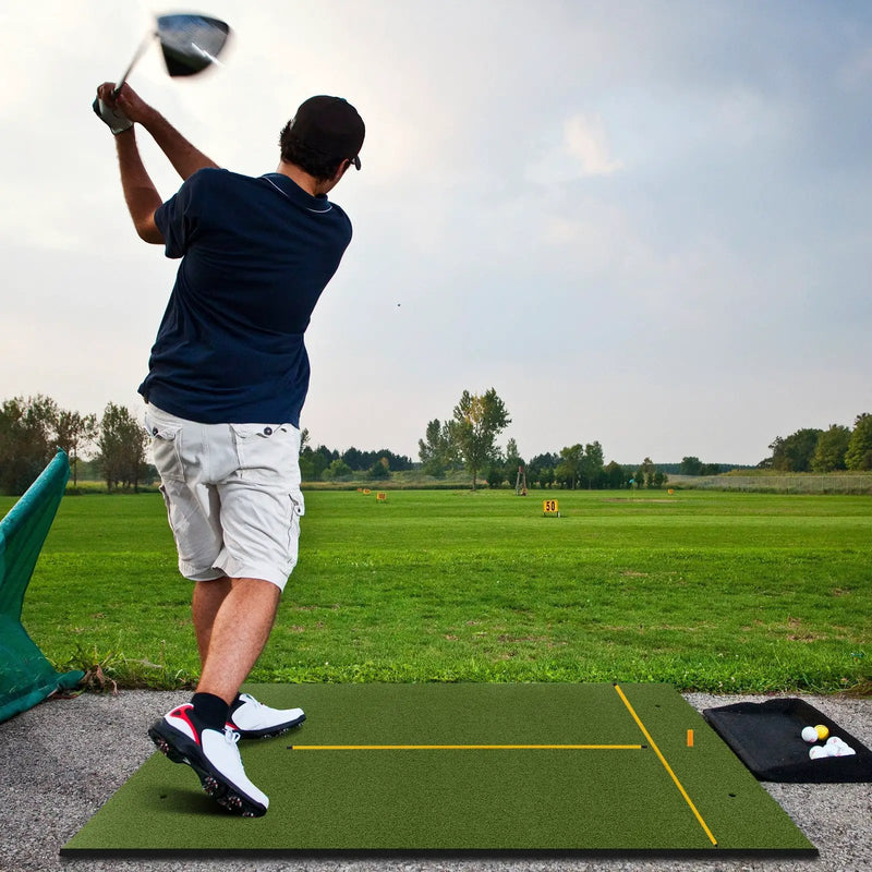 Artificial Turf Mat for Indoor and Outdoor Golf Practice Includes 2 Rubber Tees and 2 Alignment Sticks by DirectDeals