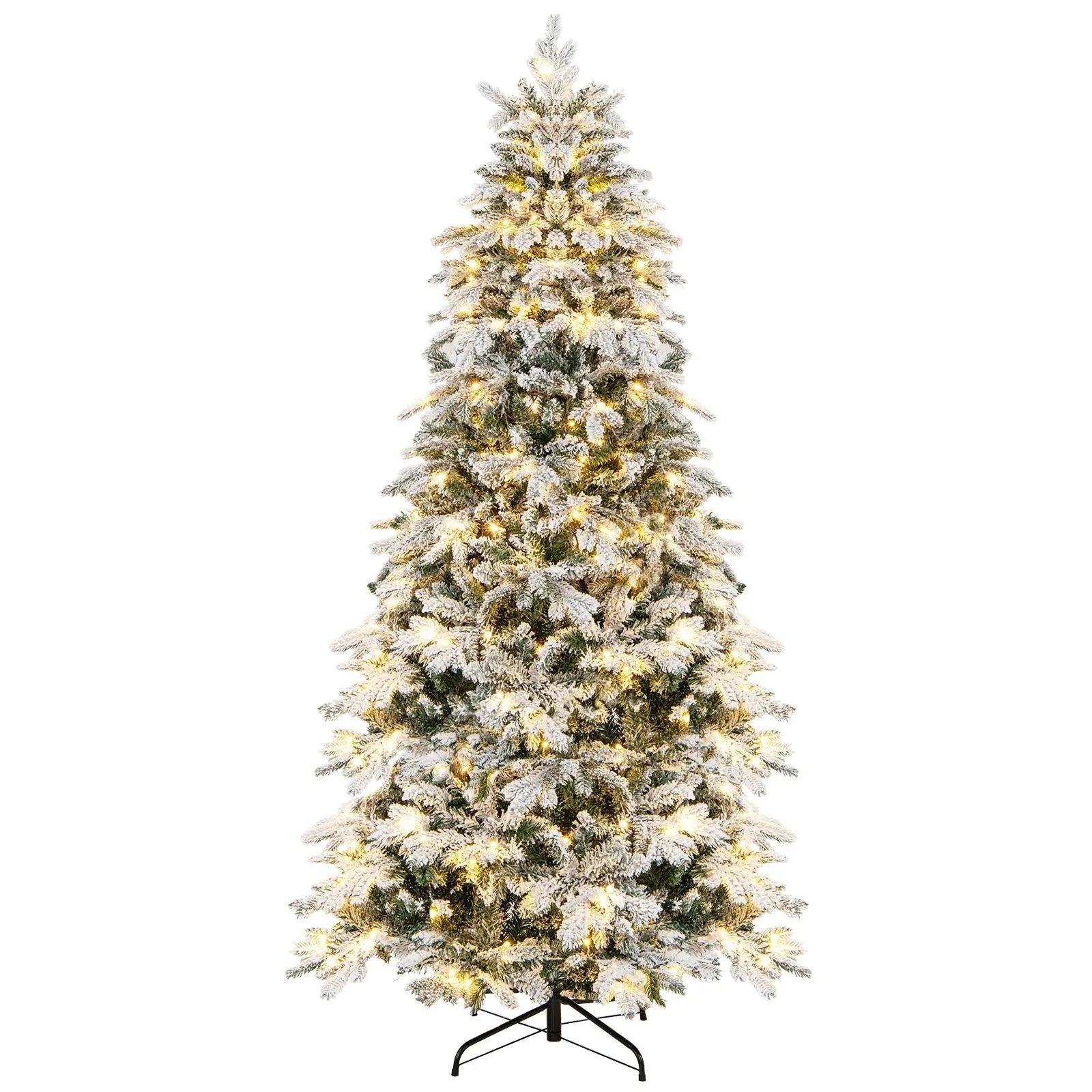 4.5/6/7 Feet Flocked Christmas Tree with Warm White LED Lights by DirectDeals