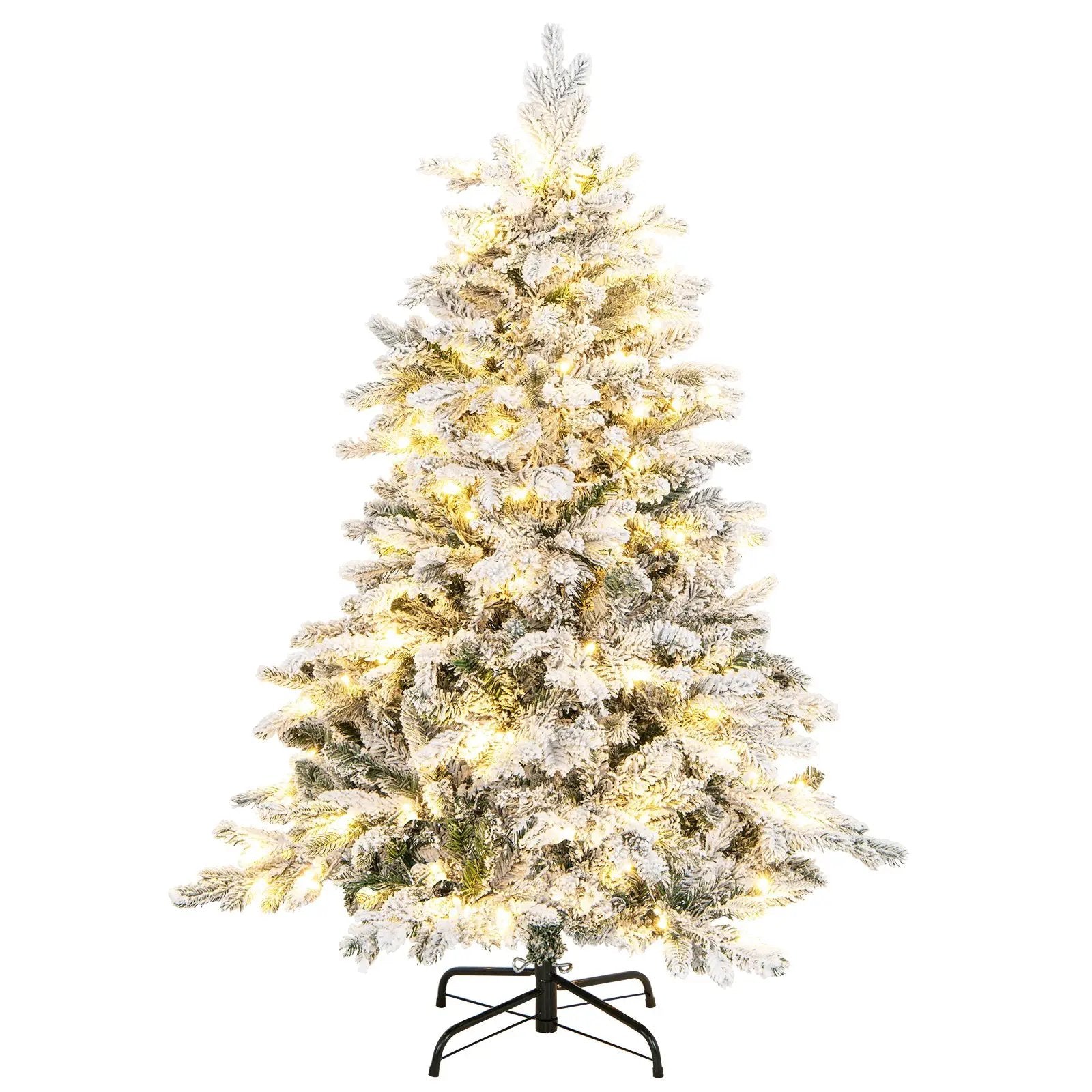 4.5/6/7 Feet Flocked Christmas Tree with Warm White LED Lights by DirectDeals