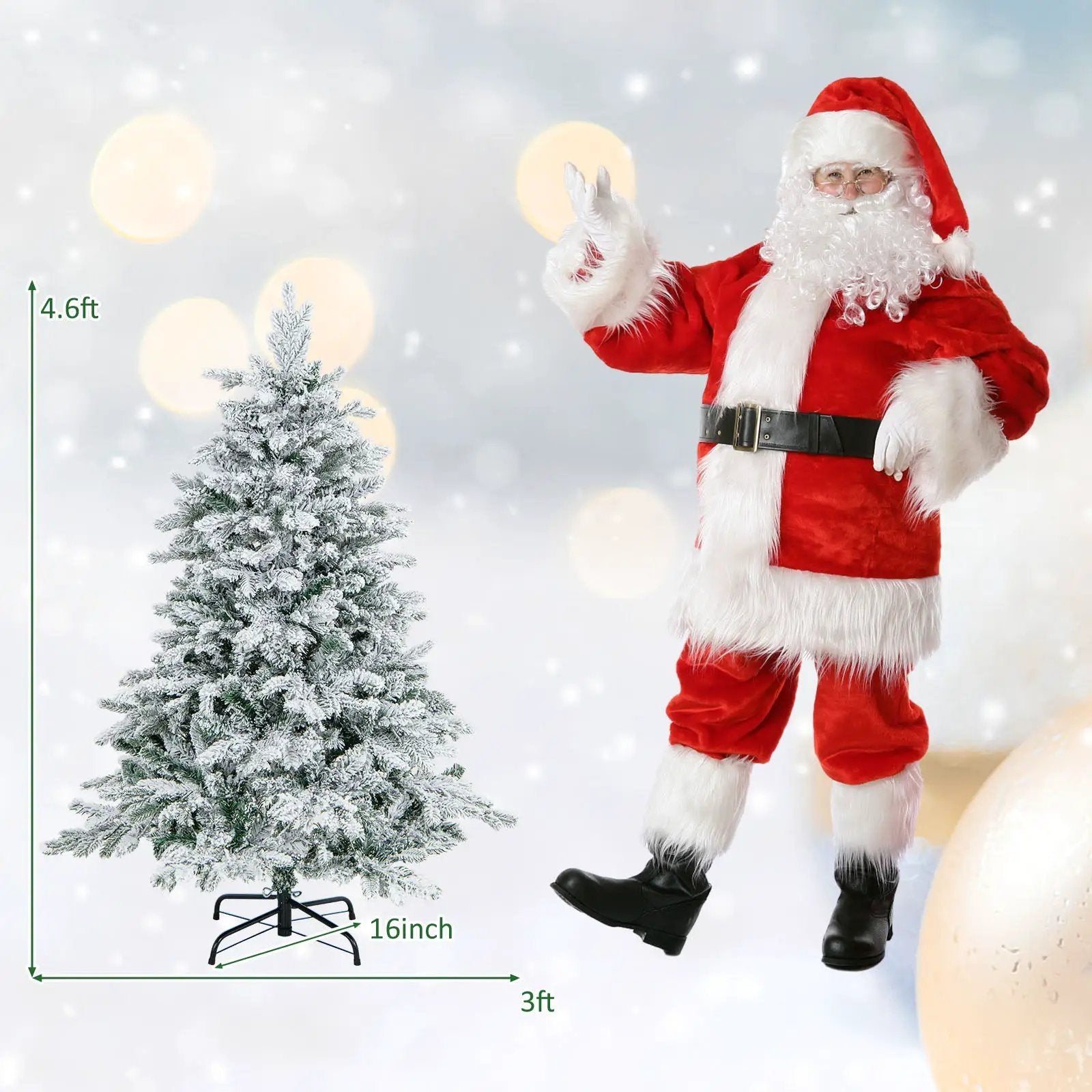 4.5/6/7 Feet Flocked Christmas Tree with Warm White LED Lights by DirectDeals