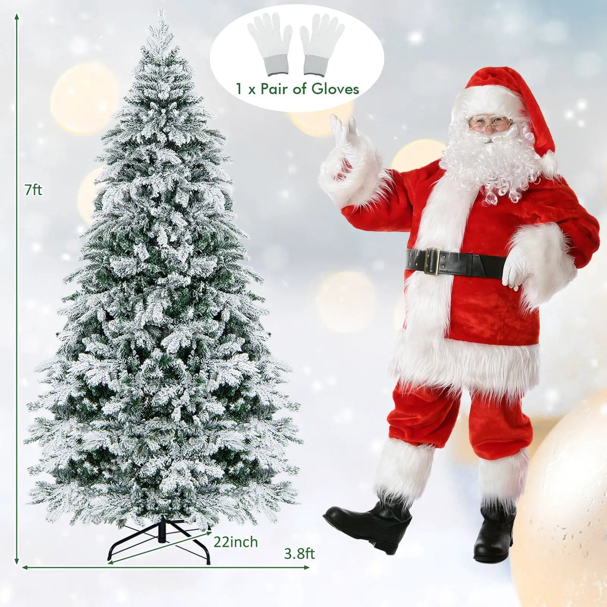 4.5/6/7 Feet Flocked Christmas Tree with Warm White LED Lights by DirectDeals
