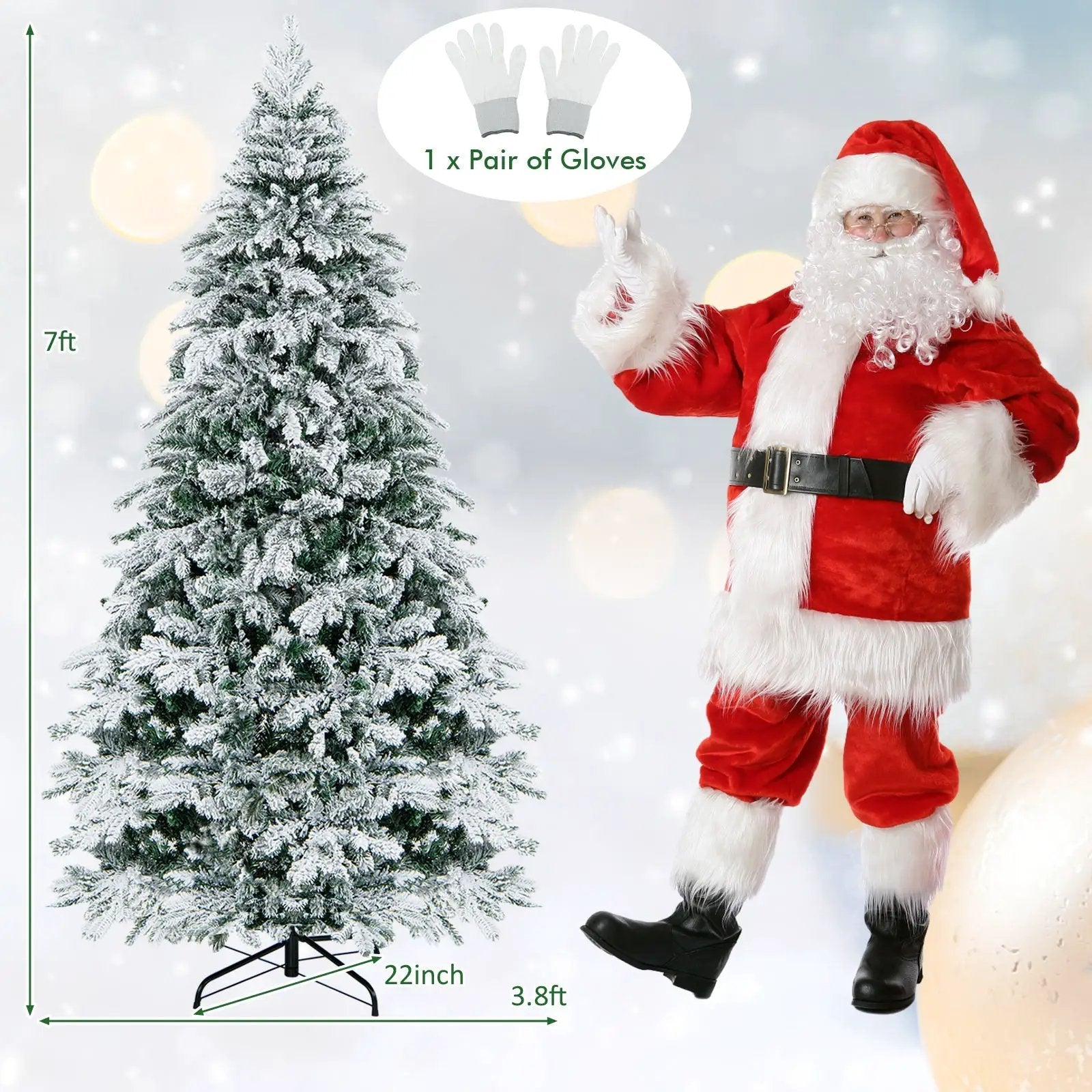 4.5/6/7 Feet Flocked Christmas Tree with Warm White LED Lights by DirectDeals
