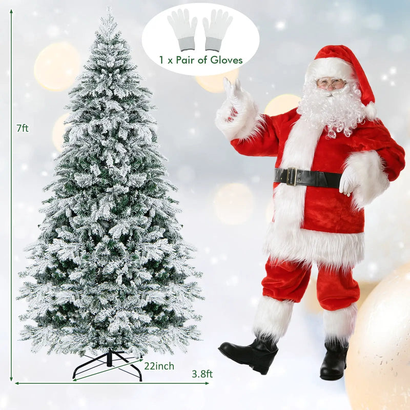 4.5/6/7 Feet Flocked Christmas Tree with Warm White LED Lights by DirectDeals