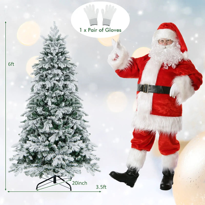4.5/6/7 Feet Flocked Christmas Tree with Warm White LED Lights by DirectDeals