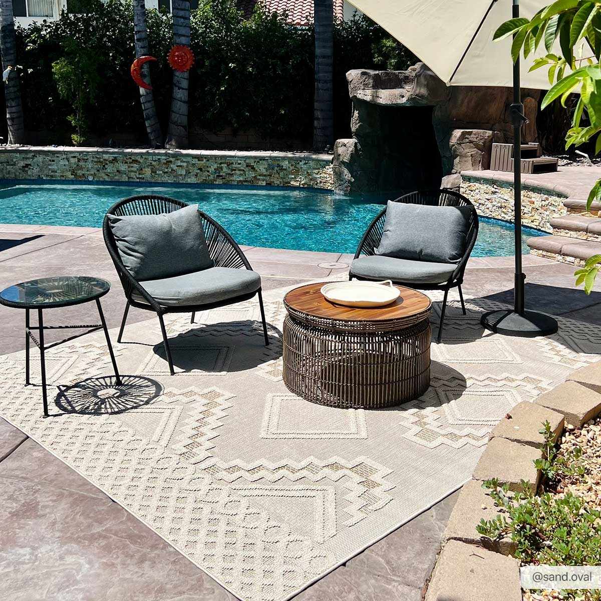 Arwid Bone Outdoor Area Rug - Clearance by Boutique Rugs