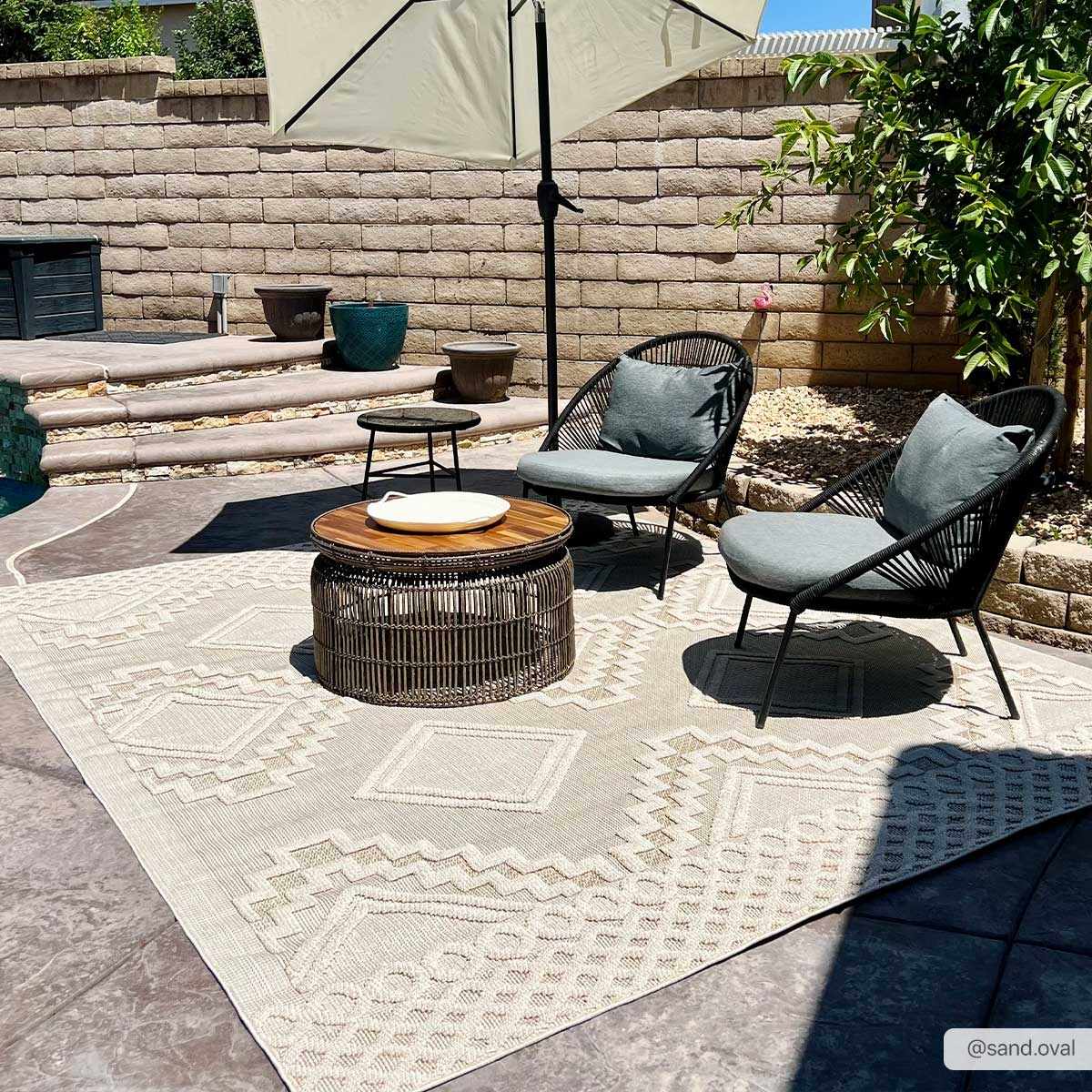 Arwid Bone Outdoor Area Rug - Clearance by Boutique Rugs