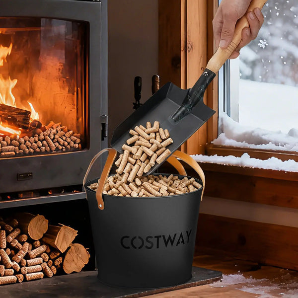 Ash Bucket Set of 2 Metal Coal Ash Can Set with 11.5 Gal and 8.5 Gal Bucket for Fireplace Fire Pits, photo 2 of 8