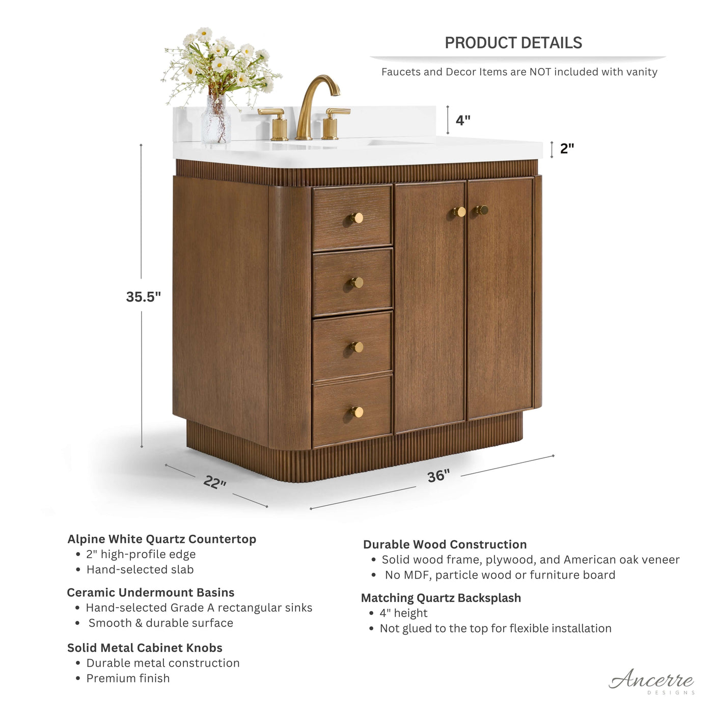 Aston 36" Bath Vanity Set by Ancerre Designs