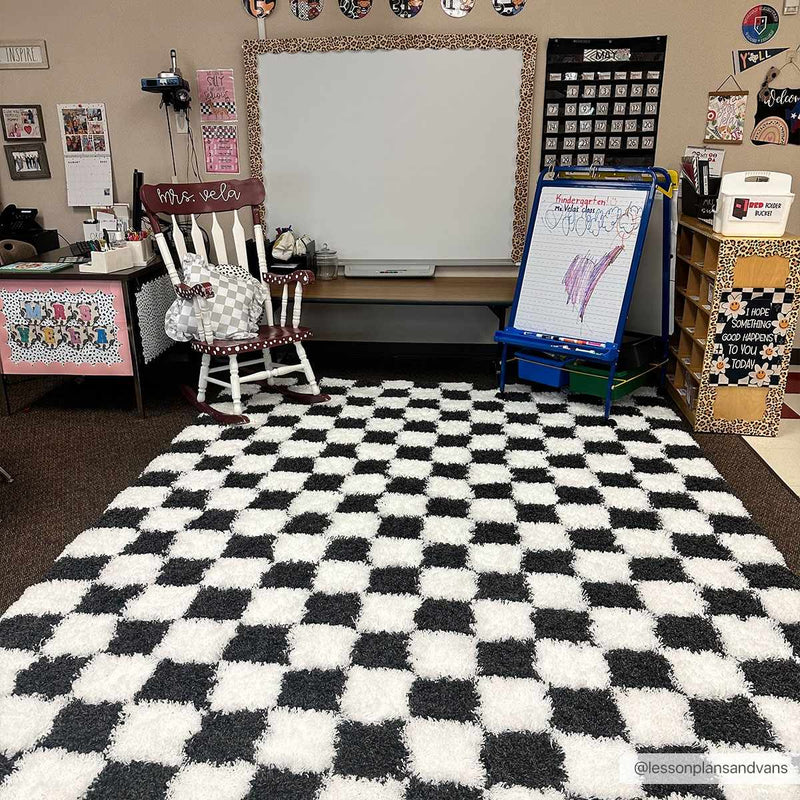 Atira Black & White Checkered Area Rug by Hauteloom