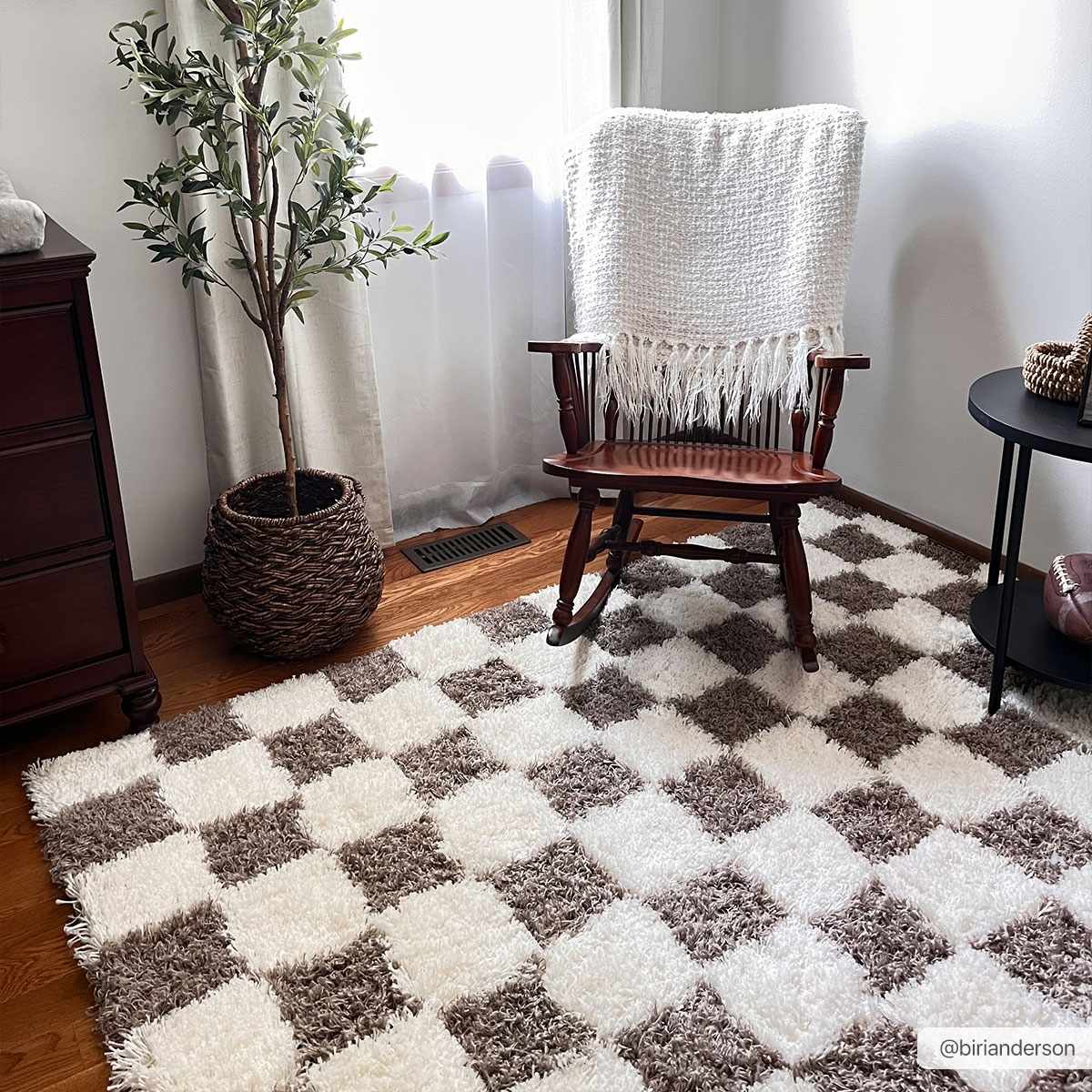 Atira Brown Checkered Area Rug by Boutique Rugs