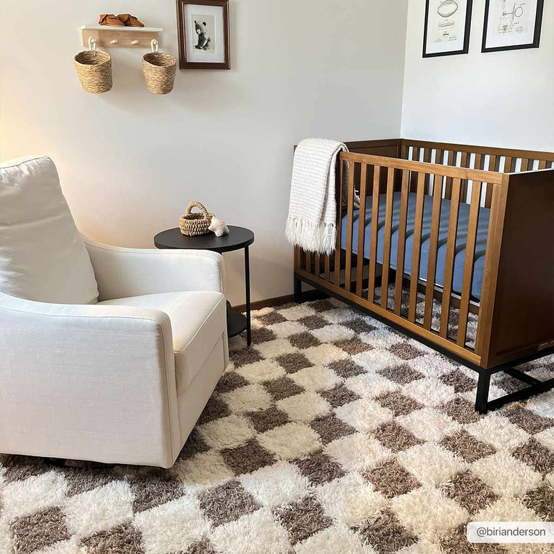 Atira Brown Checkered Area Rug by Boutique Rugs