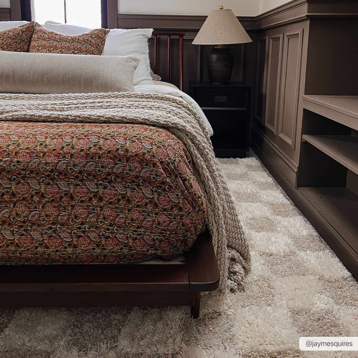 Atira Light Brown Checkered Area Rug by Boutique Rugs