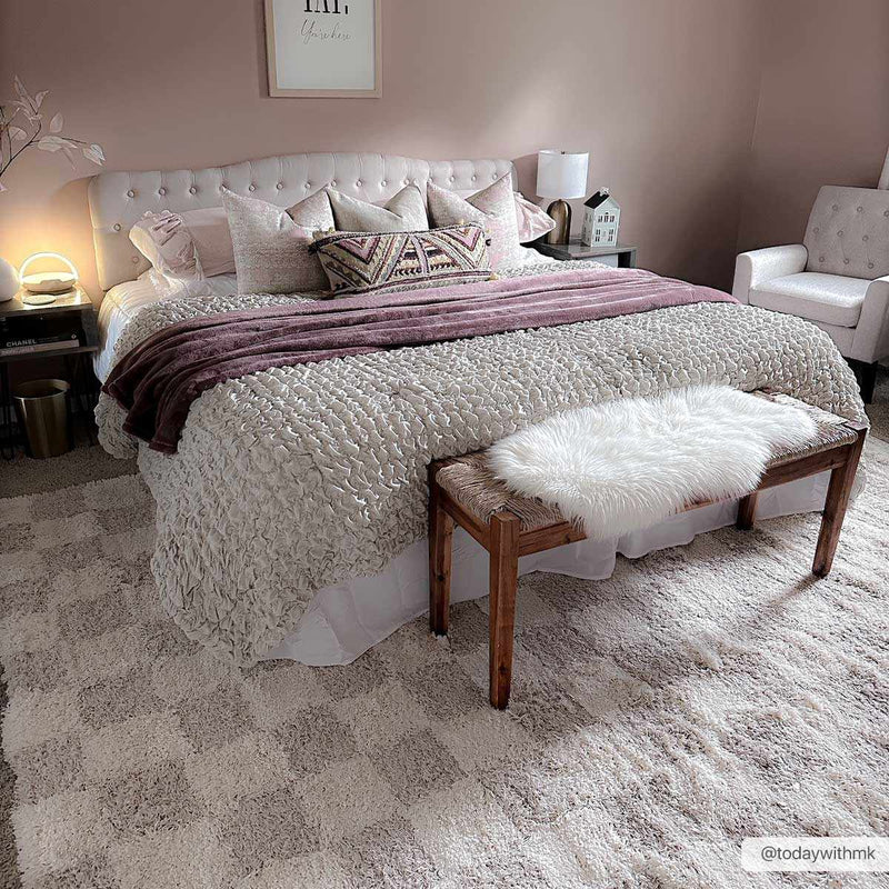 Atira Light Brown Checkered Area Rug by Hauteloom