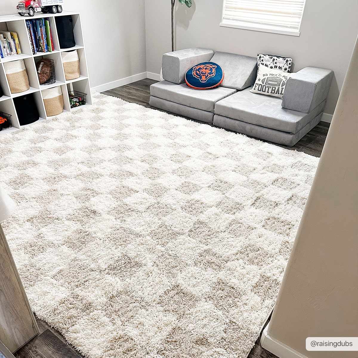 Atira Light Brown Checkered Area Rug by Hauteloom
