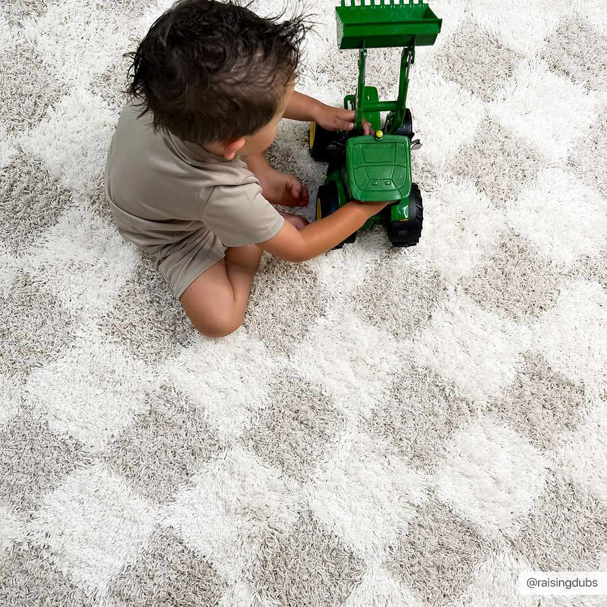 Atira Light Brown Checkered Area Rug by Boutique Rugs