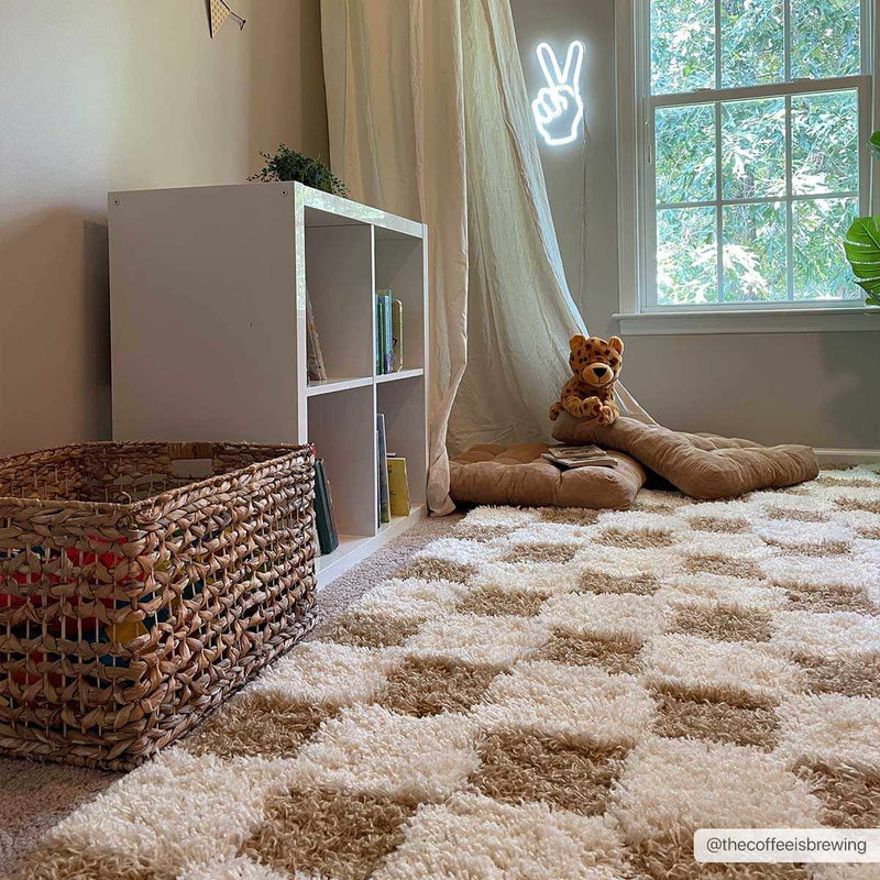 Atira Mustard Checkered Area Rug by Boutique Rugs