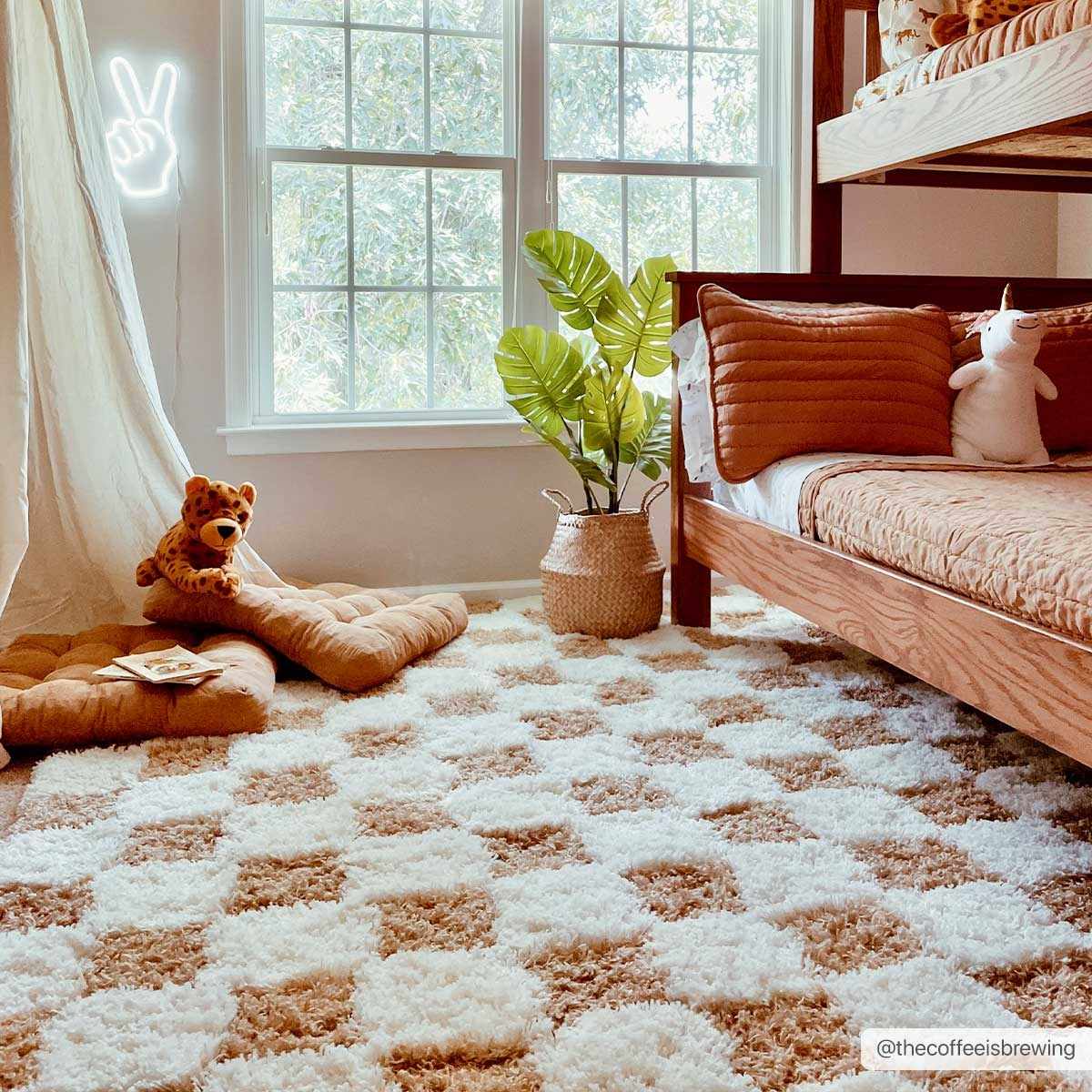 Atira Mustard Checkered Area Rug by Boutique Rugs