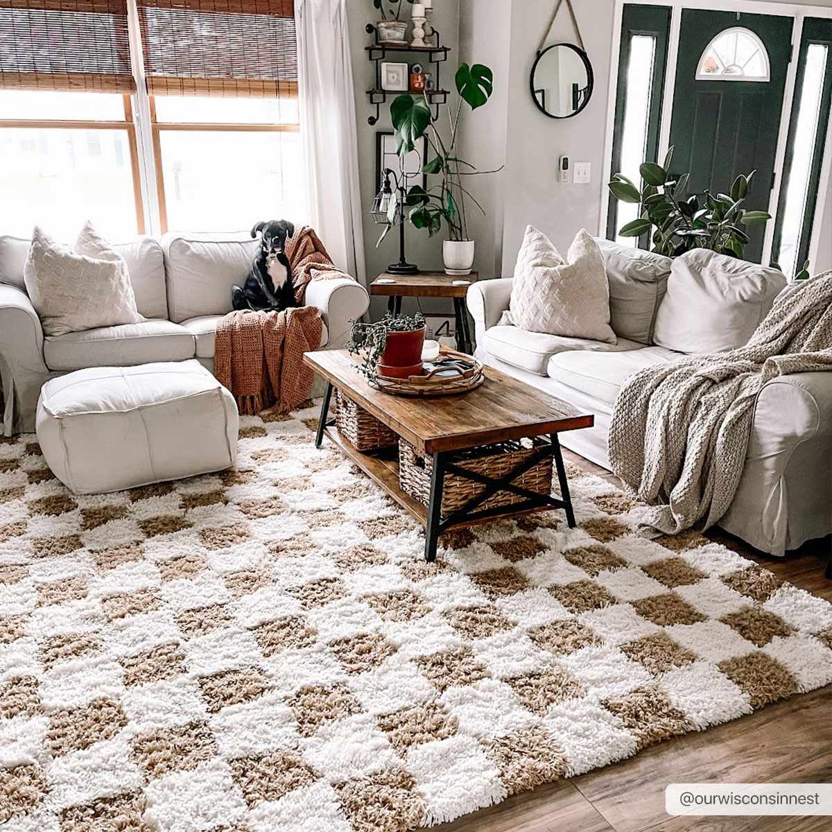Atira Mustard Checkered Area Rug by Boutique Rugs