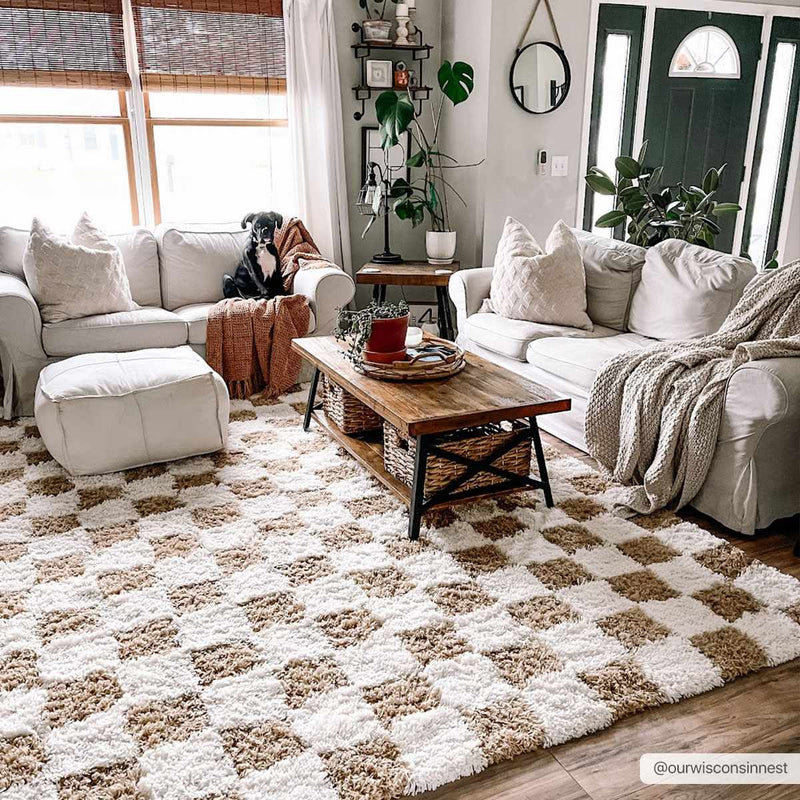 Atira Mustard Checkered Area Rug by Hauteloom