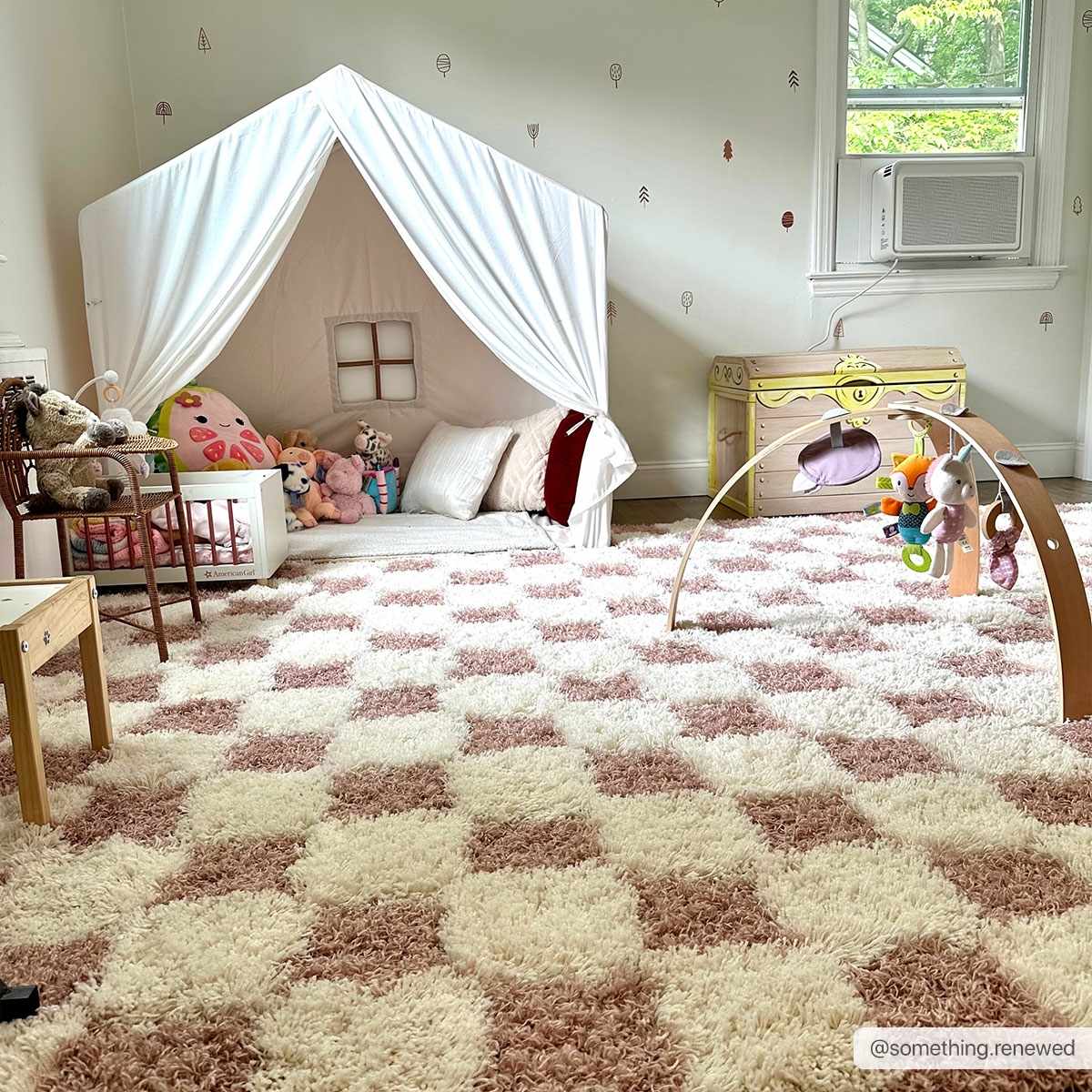 Atira Pink Checkered Shag Rug by Boutique Rugs