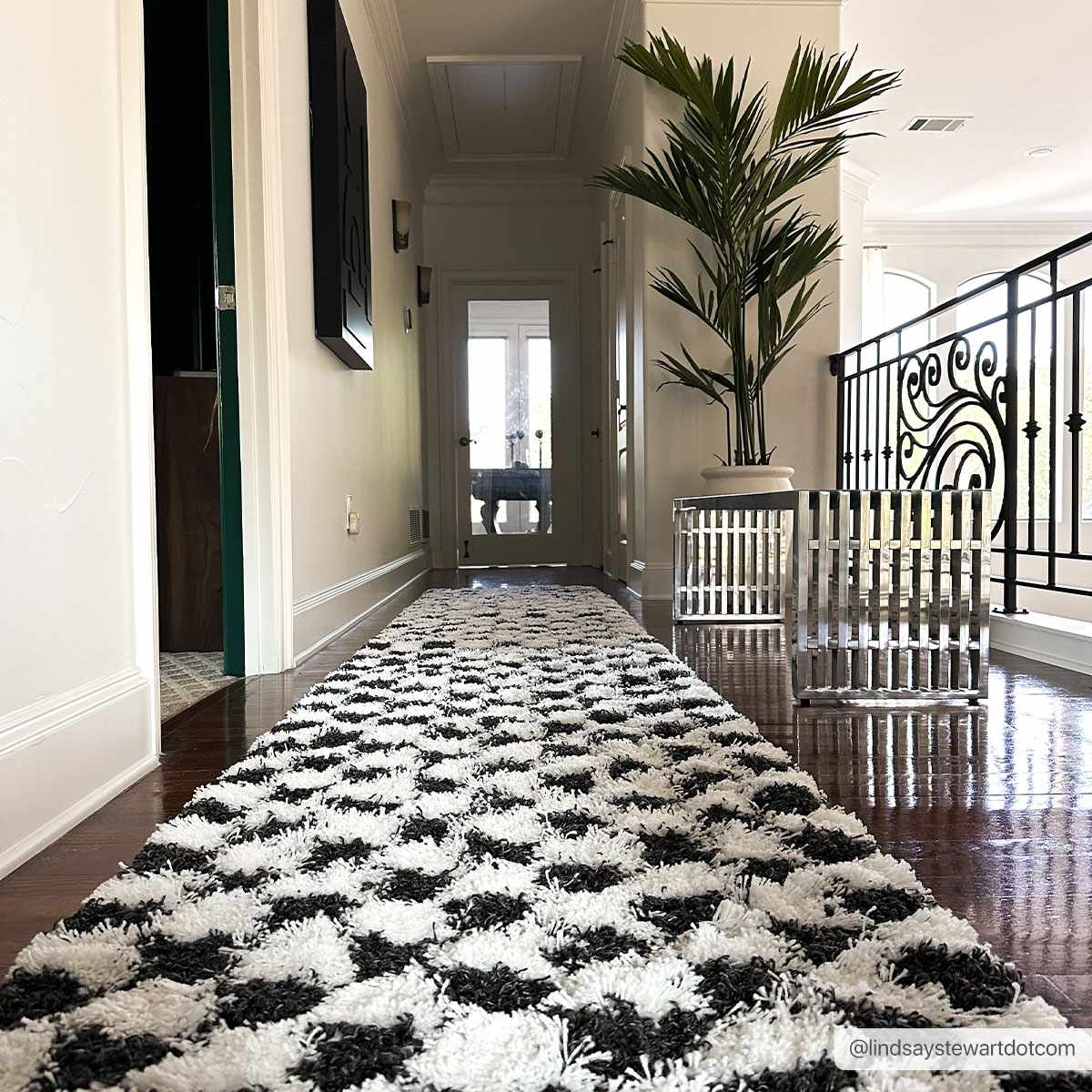Atira Black & White Checkered Area Rug by Hauteloom