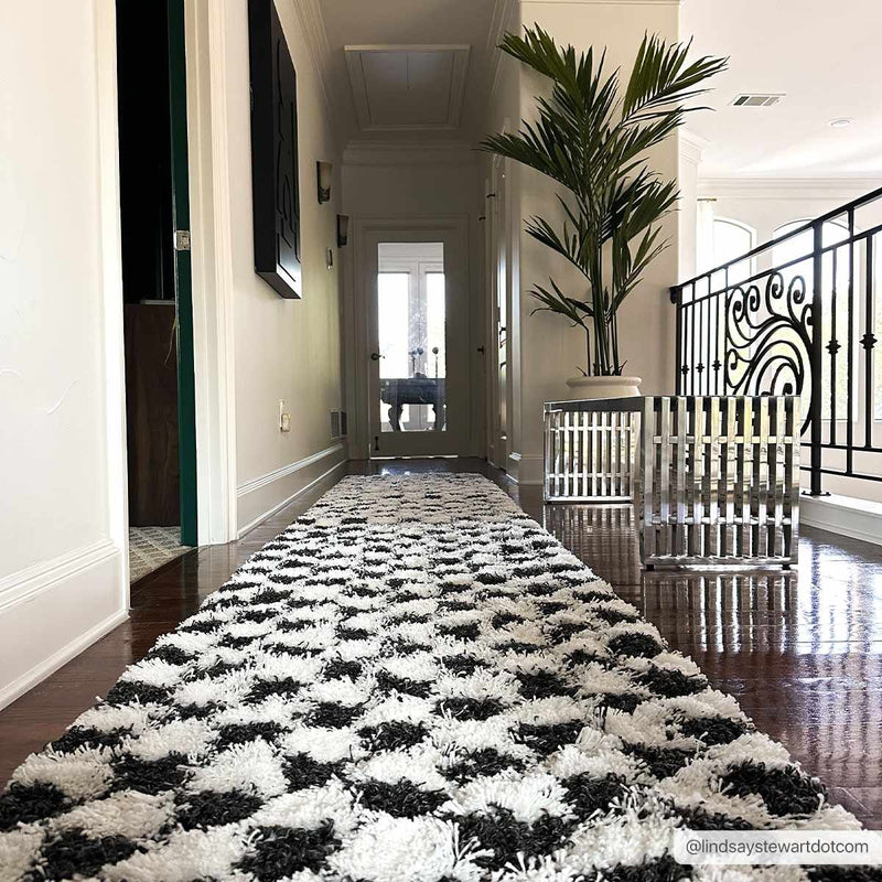 Atira Black & White Checkered Area Rug by Hauteloom