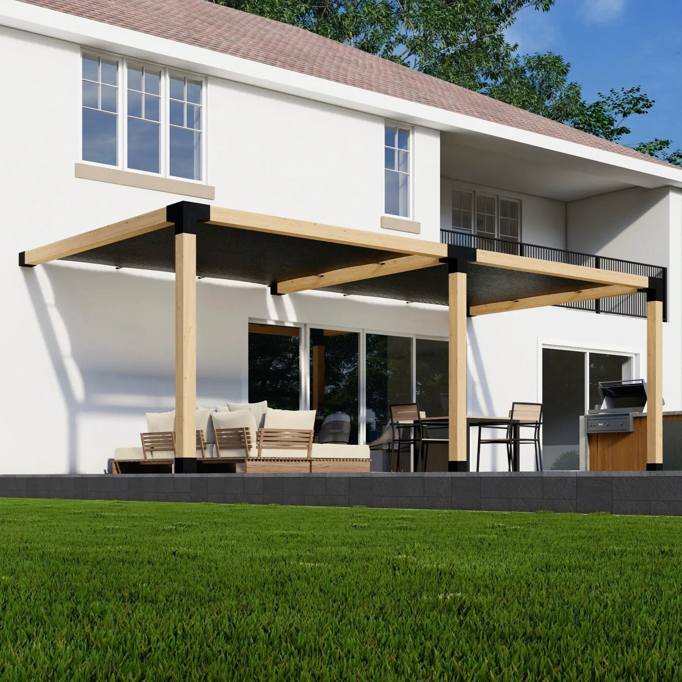 DIY Pergola Kit for an Attached Pergola With Canopies - Any Size Up to 24' x 12' by Zen Pergolas