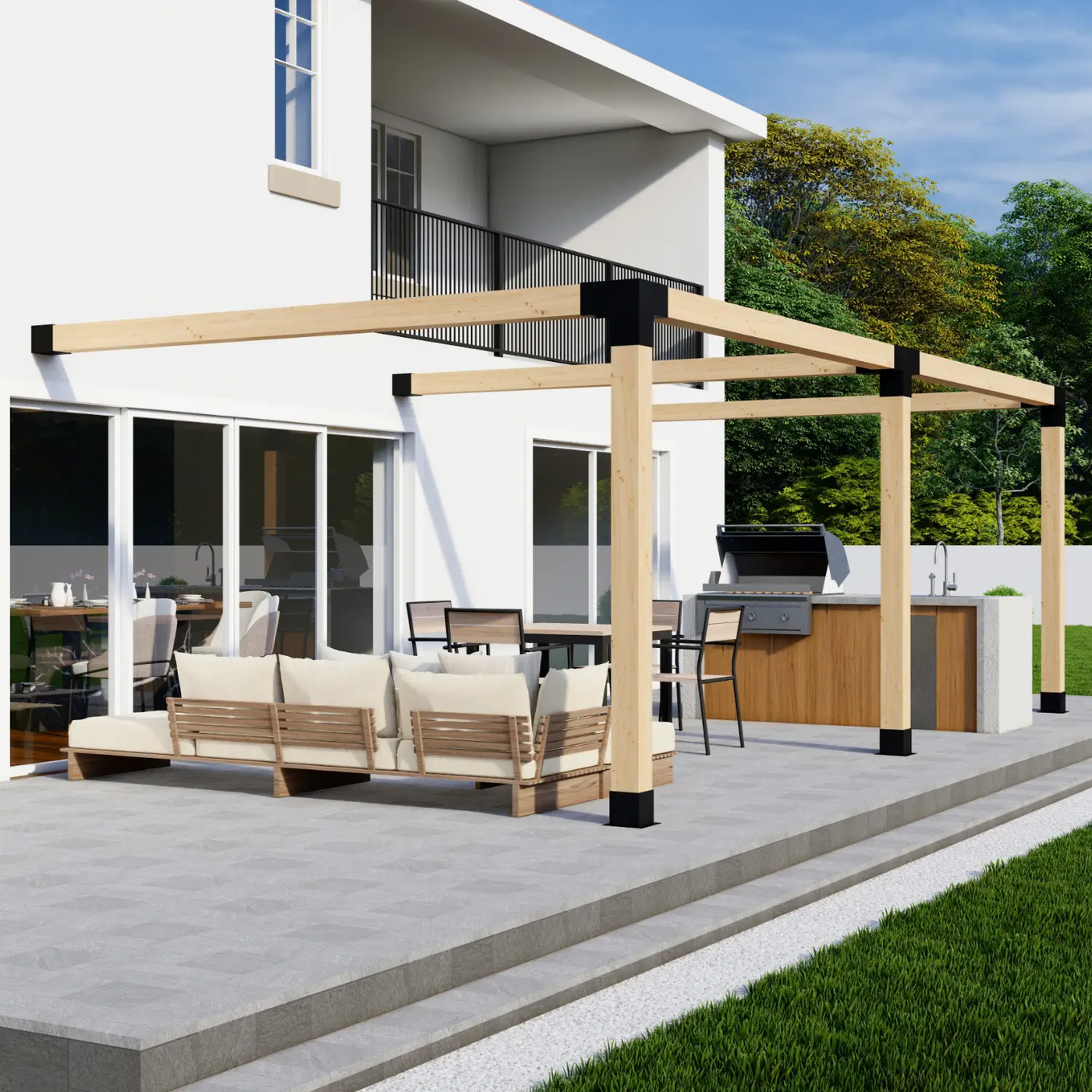 DIY Pergola Bracket Kit for an Attached Pergola Frame - Any Size Up to 24' x 12' by Zen Pergolas