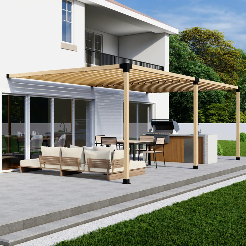 DIY Pergola Bracket Kit for an Attached Pergola With Slatted Roof - Any Size Up to 24' x 12' by Zen Pergolas